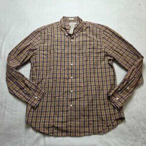 New XL J.Crew Classic fit Secret wash cotton poplin shirt Douglas Gold plaid